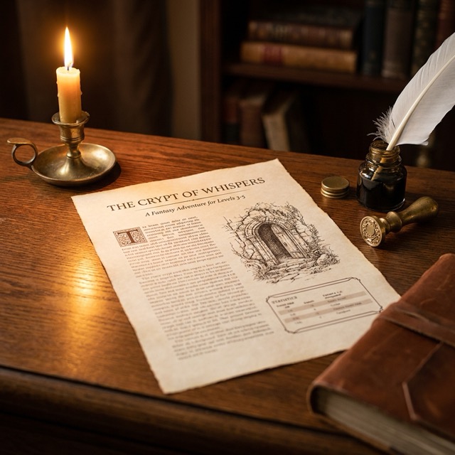 A beautifully formatted fantasy adventure document